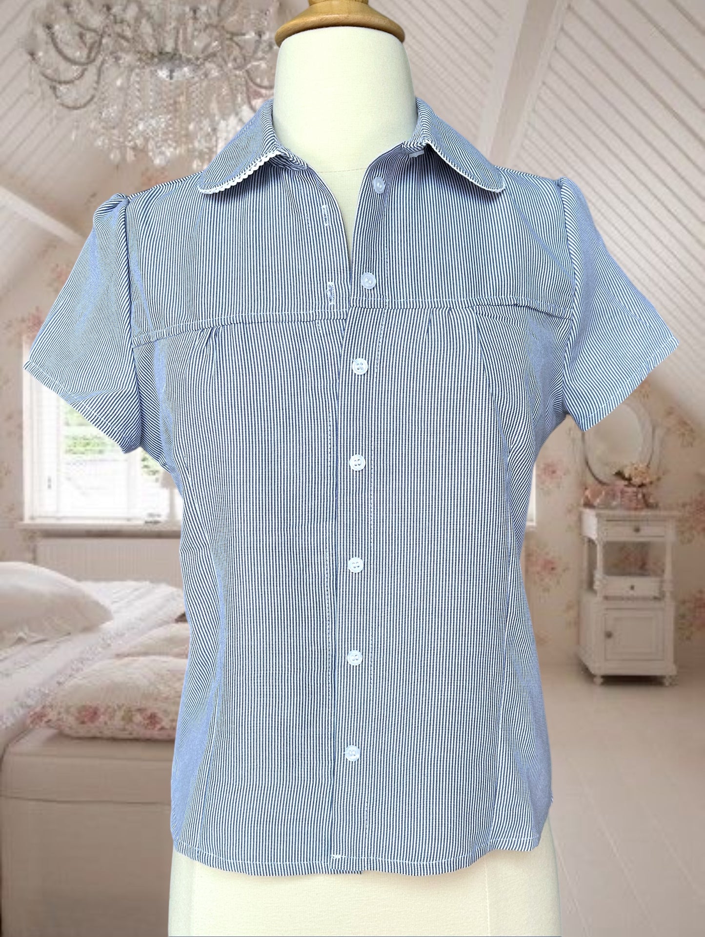 Blue Striped Collar Tee