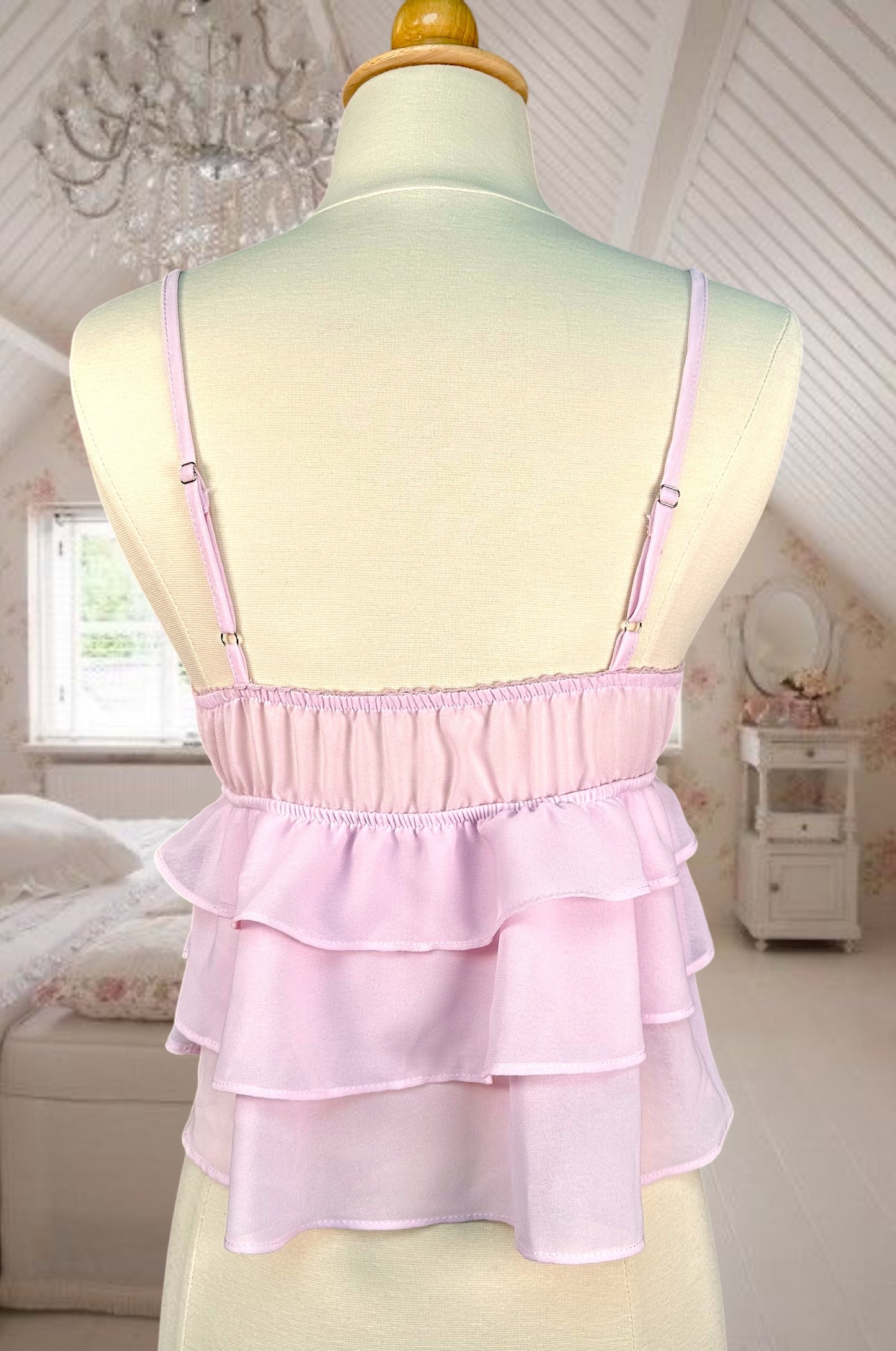 Chiffon Ruffle Pink Babydoll Top