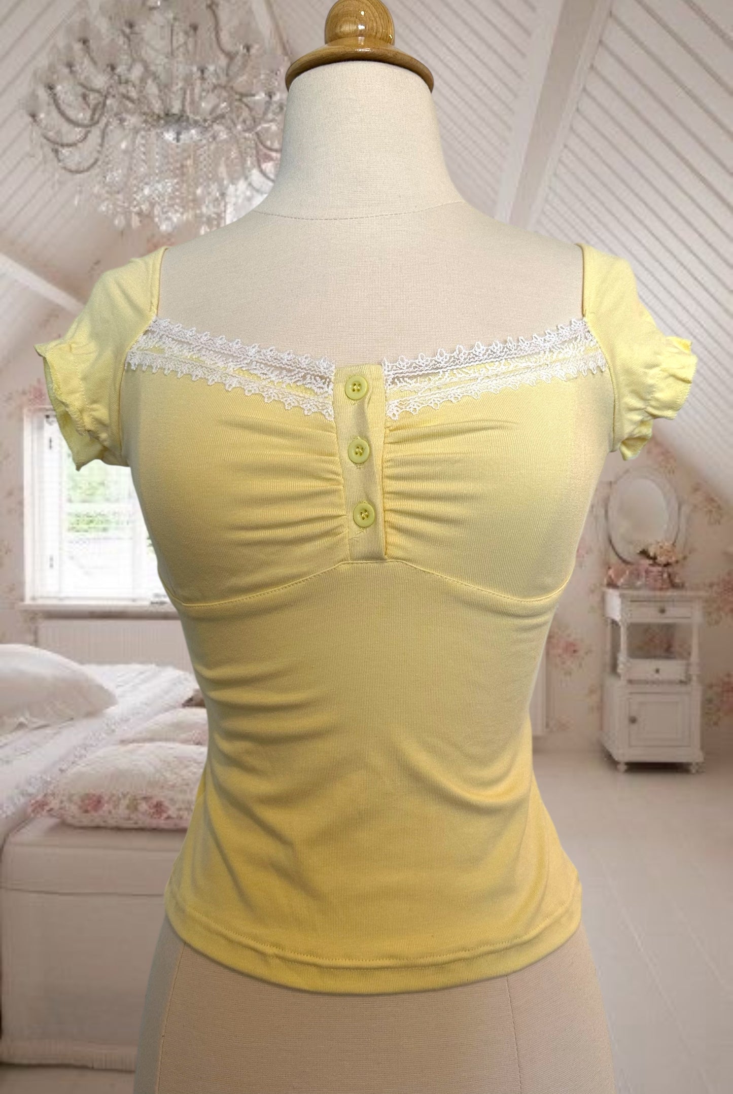Lace Lined Stretchy Babydoll Top