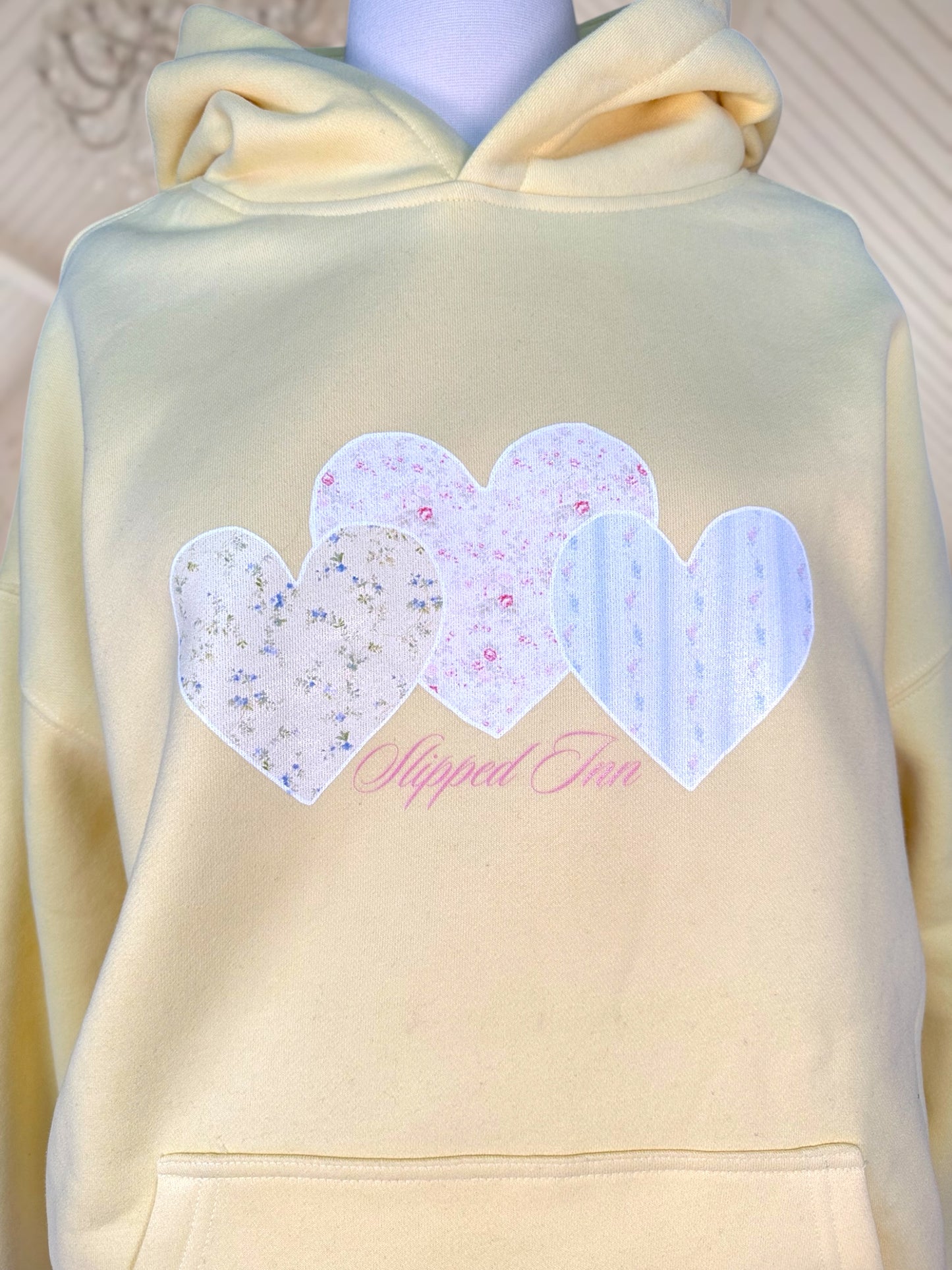 Yellow Shabby Chic Hearts Oversized Hoodie