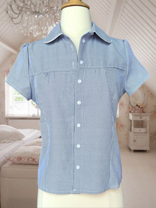 Blue Striped Collar Tee