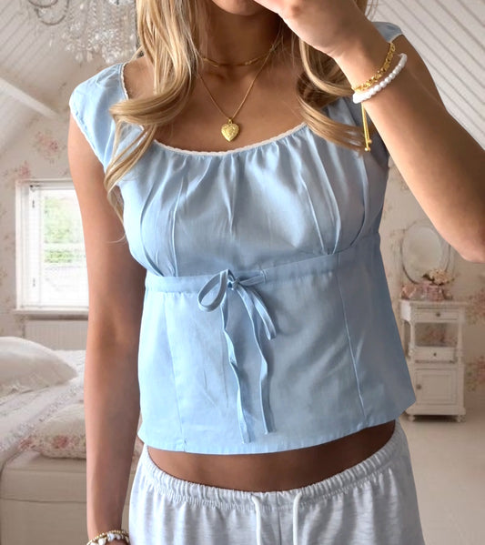 Light Blue Tie Front Shirt