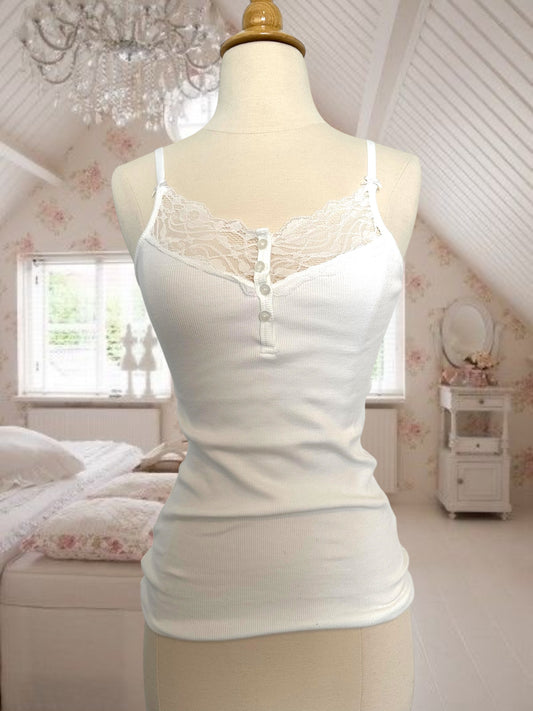 Lace Chest Super Long Cami Top