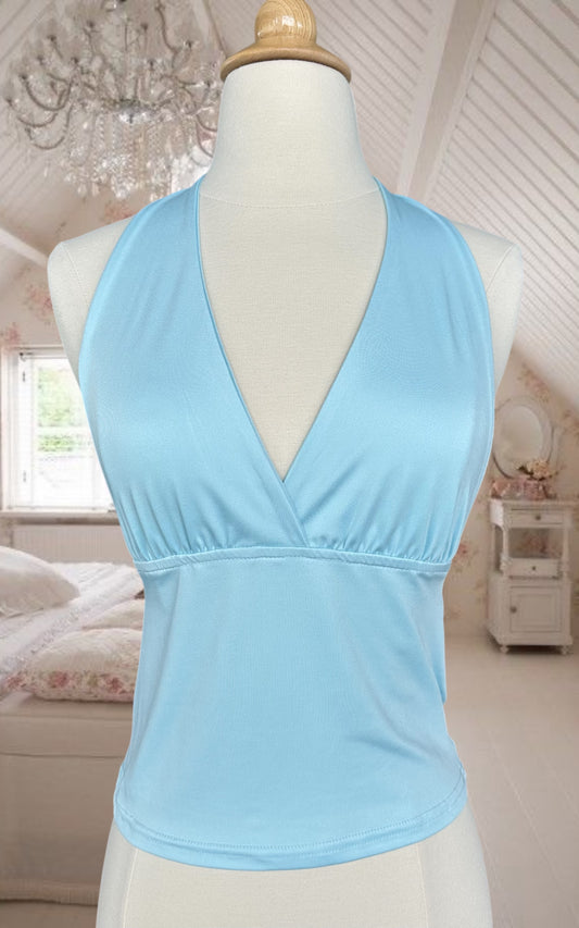 Blue Stretchy Halter Top