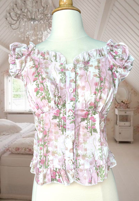 Floral Green and Pink Top