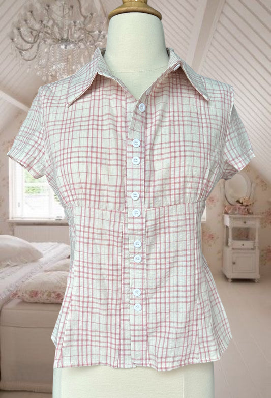 Pink Striped Collar Tee