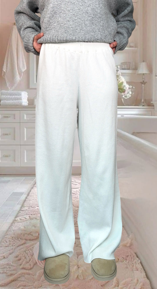 White Knit Cozy Pants