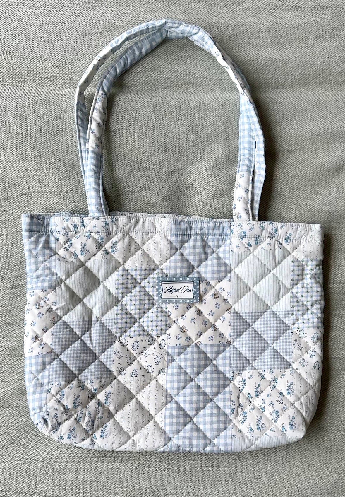Shabby Chic Blue Quilted Tote