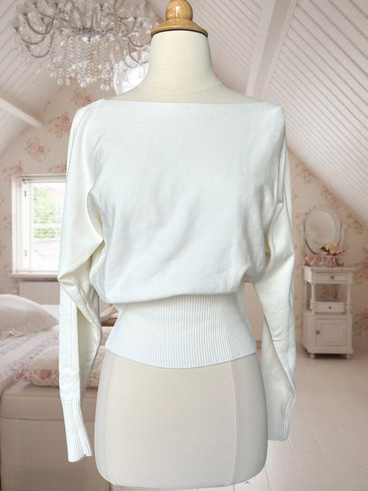 White Boat Neck Sweater
