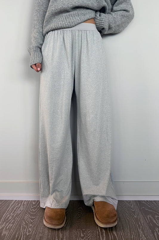 Wide Leg Pyjama Pants - Grey