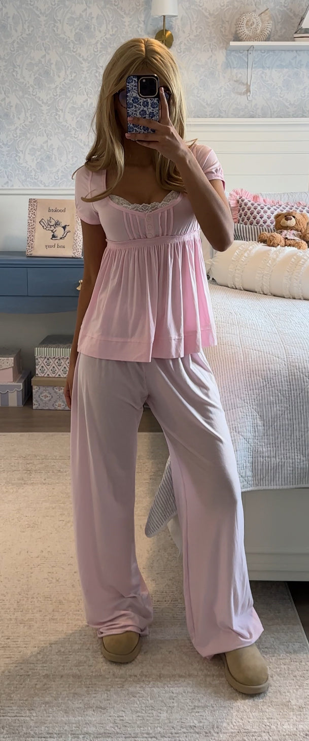 Super Soft Babydoll Top Pajama Set