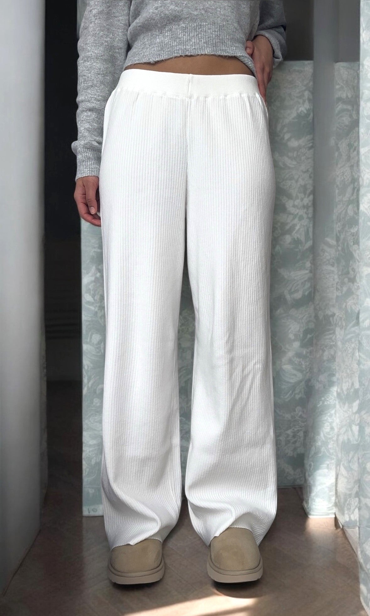 White Knit Cozy Pants