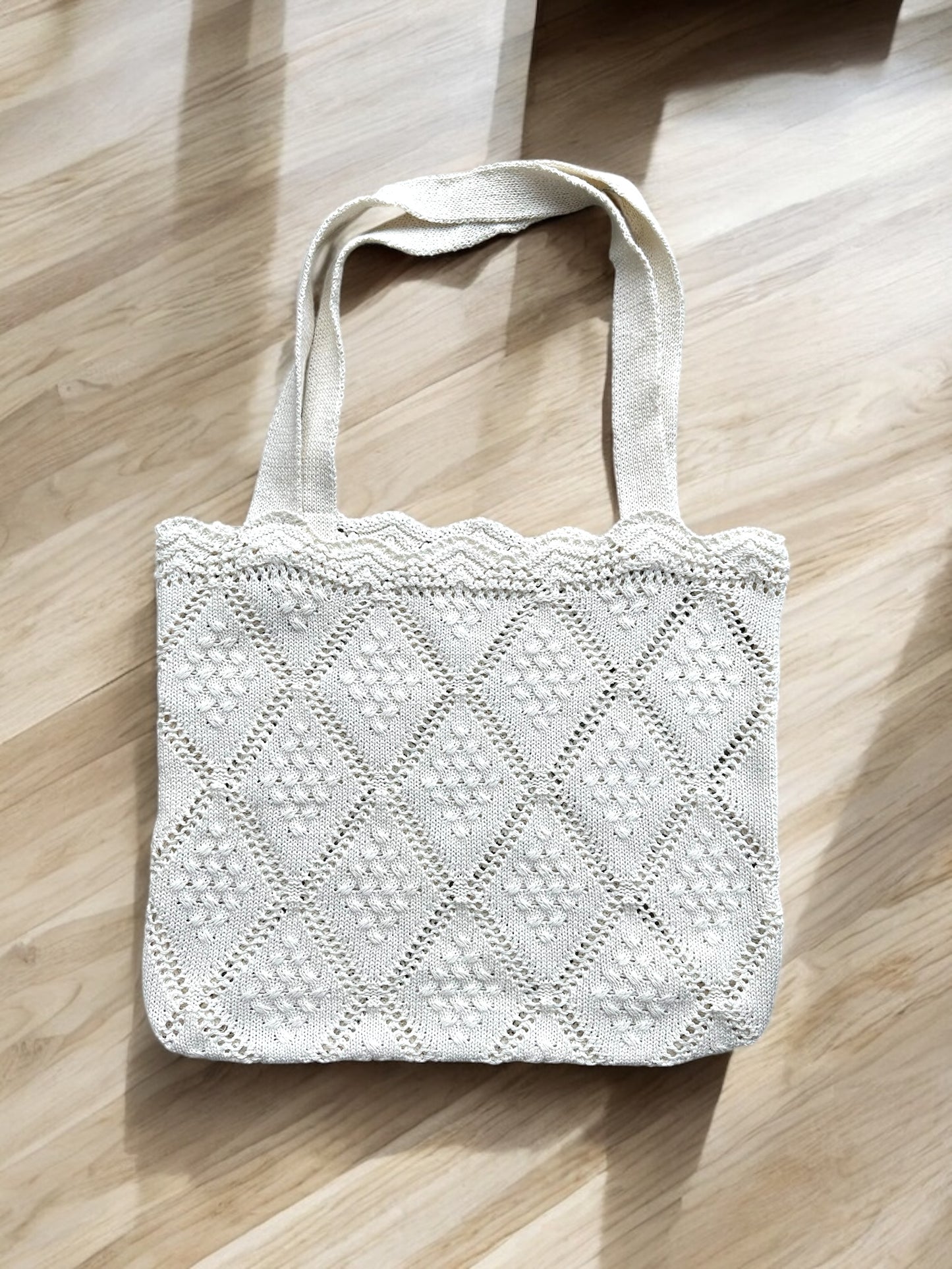 Beige Crochet Tote