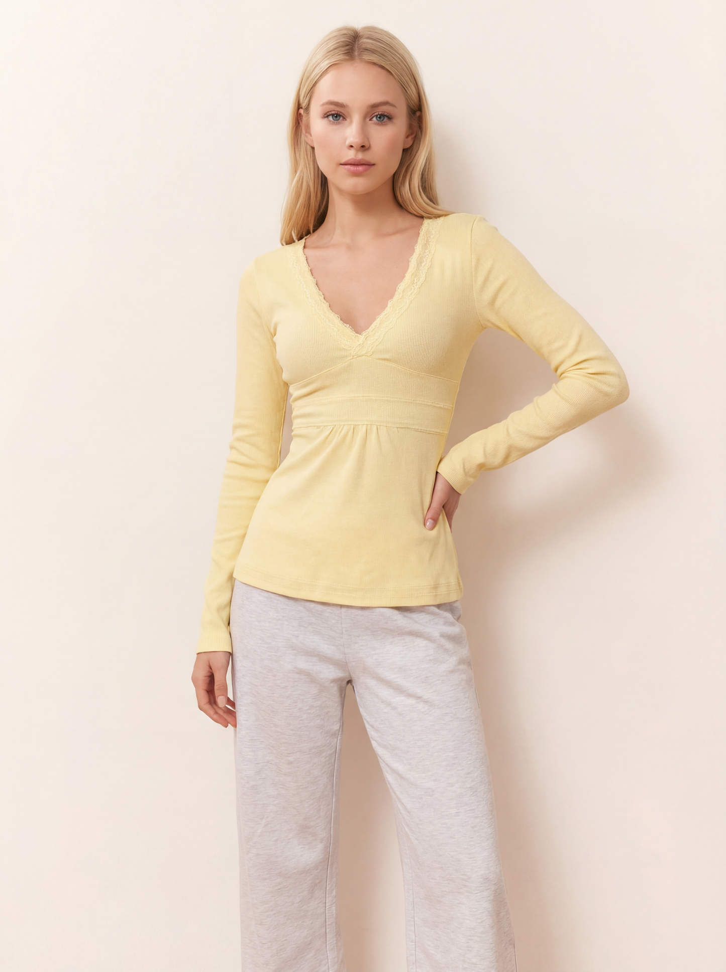 Long Sleeve Vintage Style Babydoll Loungewear Top